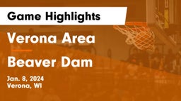 Verona Area  vs Beaver Dam  Game Highlights - Jan. 8, 2024