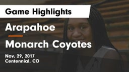 Arapahoe  vs Monarch Coyotes Game Highlights - Nov. 29, 2017