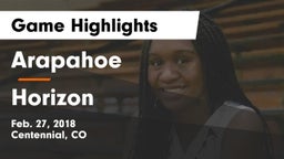 Arapahoe  vs Horizon  Game Highlights - Feb. 27, 2018