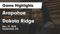 Arapahoe  vs Dakota Ridge  Game Highlights - Dec. 21, 2018
