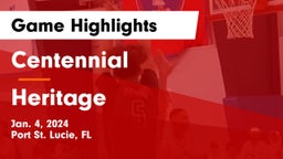 Centennial  vs Heritage  Game Highlights - Jan. 4, 2024