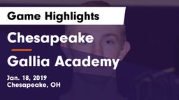 Chesapeake  vs Gallia Academy Game Highlights - Jan. 18, 2019