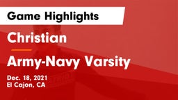 Christian  vs Army-Navy Varsity Game Highlights - Dec. 18, 2021