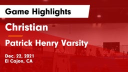 Christian  vs Patrick Henry Varsity Game Highlights - Dec. 22, 2021