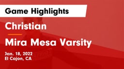 Christian  vs Mira Mesa Varsity Game Highlights - Jan. 18, 2022