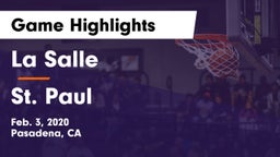 La Salle  vs St. Paul  Game Highlights - Feb. 3, 2020