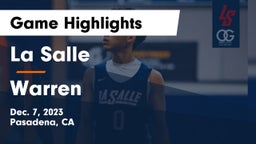 La Salle  vs Warren  Game Highlights - Dec. 7, 2023