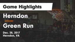 Herndon  vs Green Run  Game Highlights - Dec. 28, 2017
