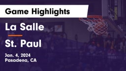 La Salle  vs St. Paul  Game Highlights - Jan. 4, 2024