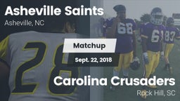 Matchup: Asheville Saints vs. Carolina Crusaders 2018