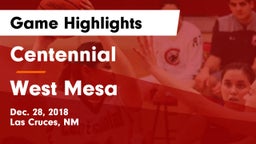 Centennial  vs West Mesa  Game Highlights - Dec. 28, 2018