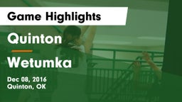 Quinton  vs Wetumka  Game Highlights - Dec 08, 2016