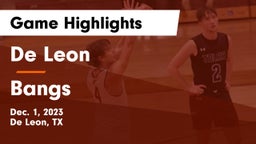 De Leon  vs Bangs  Game Highlights - Dec. 1, 2023