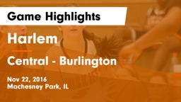 Harlem  vs Central  - Burlington Game Highlights - Nov 22, 2016