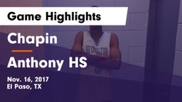 Chapin  vs Anthony HS Game Highlights - Nov. 16, 2017