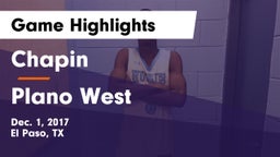 Chapin  vs Plano West Game Highlights - Dec. 1, 2017
