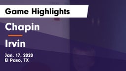 Chapin  vs Irvin  Game Highlights - Jan. 17, 2020
