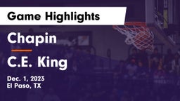 Chapin  vs C.E. King  Game Highlights - Dec. 1, 2023
