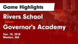 Rivers School vs Governor's Academy  Game Highlights - Jan. 10, 2018