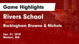 Rivers School vs Buckingham Browne & Nichols  Game Highlights - Jan. 31, 2018