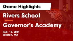 Rivers School vs Governor's Academy  Game Highlights - Feb. 13, 2021