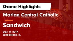 Marian Central Catholic  vs Sandwich Game Highlights - Dec. 2, 2017