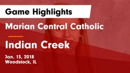 Marian Central Catholic  vs Indian Creek Game Highlights - Jan. 13, 2018