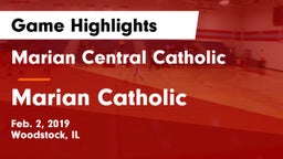 Marian Central Catholic  vs Marian Catholic  Game Highlights - Feb. 2, 2019