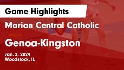 Marian Central Catholic  vs Genoa-Kingston  Game Highlights - Jan. 2, 2024