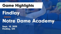 Findlay  vs Notre Dame Academy  Game Highlights - Sept. 10, 2020