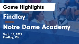 Findlay  vs Notre Dame Academy  Game Highlights - Sept. 15, 2022
