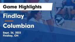 Findlay  vs Columbian  Game Highlights - Sept. 26, 2022