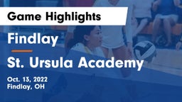Findlay  vs St. Ursula Academy  Game Highlights - Oct. 13, 2022