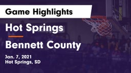 Hot Springs  vs Bennett County  Game Highlights - Jan. 7, 2021