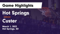 Hot Springs  vs Custer  Game Highlights - March 1, 2022