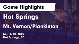 Hot Springs  vs Mt. Vernon/Plankinton  Game Highlights - March 18, 2023