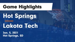 Hot Springs  vs Lakota Tech  Game Highlights - Jan. 5, 2021