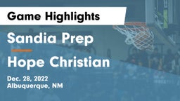 Sandia Prep  vs Hope Christian  Game Highlights - Dec. 28, 2022