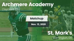 Matchup: Archmere Academy vs. St. Mark's  2020