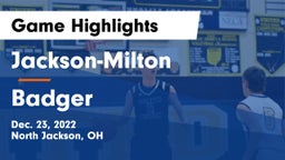 Jackson-Milton  vs Badger Game Highlights - Dec. 23, 2022