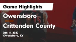 Owensboro  vs Crittenden County  Game Highlights - Jan. 8, 2022