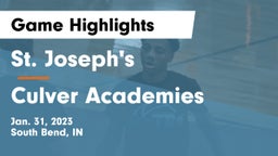 St. Joseph's  vs Culver Academies Game Highlights - Jan. 31, 2023