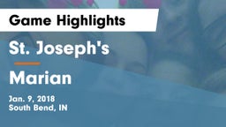 St. Joseph's  vs Marian  Game Highlights - Jan. 9, 2018