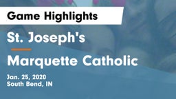 St. Joseph's  vs Marquette Catholic Game Highlights - Jan. 25, 2020