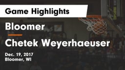 Bloomer  vs Chetek Weyerhaeuser  Game Highlights - Dec. 19, 2017