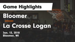 Bloomer  vs La Crosse Logan Game Highlights - Jan. 13, 2018