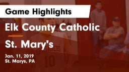 Elk County Catholic  vs St. Mary's  Game Highlights - Jan. 11, 2019