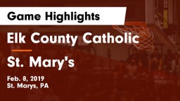 Elk County Catholic  vs St. Mary's  Game Highlights - Feb. 8, 2019