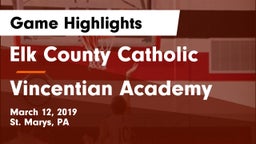 Elk County Catholic  vs Vincentian Academy  Game Highlights - March 12, 2019