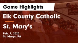 Elk County Catholic  vs St. Mary's  Game Highlights - Feb. 7, 2020